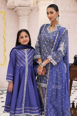 3-PC Embroidered Cotton Shirt with Organza Dupatta and Trouser KIDS-4-05