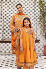 3-PC Embroidered Cotton Shirt with Net Dupatta and Trouser KIDS-4-06