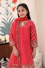 3-PC Embroidered Cotton Shirt with Organza Dupatta and KIDS-4-04