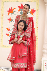 3-PC Embroidered Cotton Shirt with Organza Dupatta and KIDS-4-04