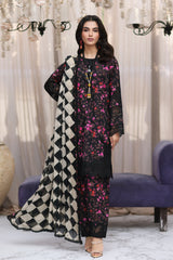 3-PC Unstitched Printed Lawn Shirt with Embroidered Chiffon Dupatta and Trouser CRB4-03