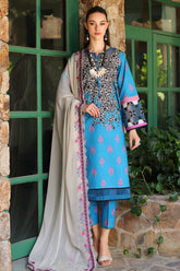 3-Pc Unstitched Printed Lawn with Embroidered Chiffon Dupatta PM4-34