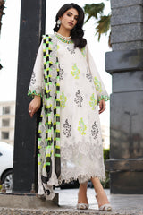 3-PC Unstitched Printed Lawn Shirt with Embroidered Chiffon Dupatta and Trouser CRB4-14