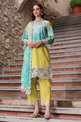 3-PC Embroidered Lawn Shirt with Embroidered Chiffon Dupatta and Trouser AK5-01