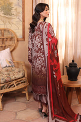 3-Pc Unstitched Printed Embroidered Lawn Shirt With Printed Chiffon Dupatta CRS4-10
