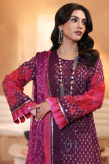3-Pc Unstitched Printed Embroidered Lawn Shirt With Printed Chiffon Dupatta CRS4-02