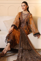 3-Pc Unstitched Printed Embroidered Lawn Shirt With Printed Chiffon Dupatta CRS4-04
