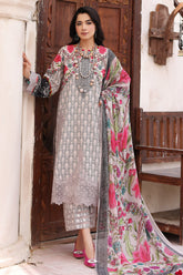 3-PC Unstitched Embroibered Lawn Shirt with Printed Chiffon Dupatta CCS4-17