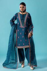 3-PC Embroidered Lawn Shirt with Organza Dupatta and Trouser CNP-4-044