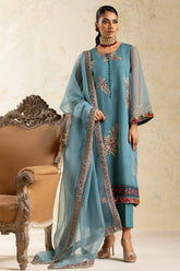 3-PC Embroidered Organza Shirt with Shamoze Silk with Trouser CMA-4-019