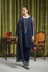 3-PC Embroidered Chiffon Shirt with Embroidered Dupatta and Trouser CMA-3-244