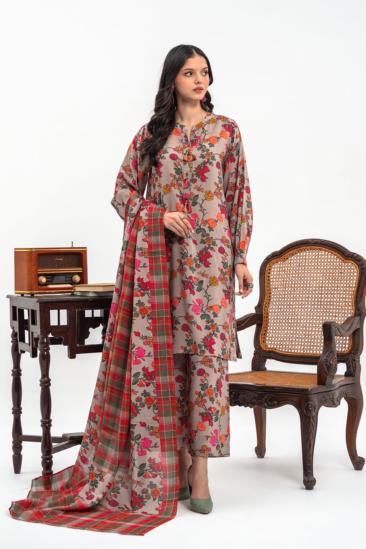 3-PC Printed  Staple Shirt with Staple Dupatta and Trouser CPM-3-263