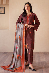 3-PC Printed Raw-Silk Shirt with Staple Shawl and Trouser CPM-4-S53A