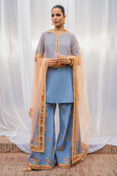 3-PC Embroidered Raw Silk CMA-6-387