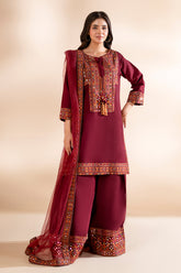 3-PC Stitched Embroidered Raw Silk CMA-6-335
