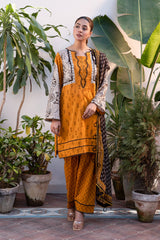 3-PC Unstitched Printed Lawn Shirt with Chiffon Dupatta and Trouser CP4-18