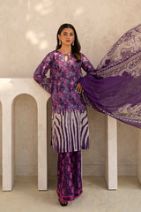 3-PC Unstitched Printed Lawn Shirt with Chiffon Dupatta and Trouser CP4-17