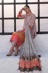 3-PC Unstitched Printed Lawn Shirt with Chiffon Dupatta and Trouser CP4-12
