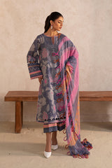 3-PC Unstitched Printed Lawn Shirt with Chiffon Dupatta and Trouser CP4-11