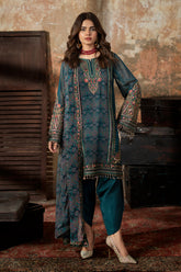 3-pc Unstitched Embroidered Printed Chiffon Collection VSL6-07