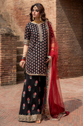3-PC Embroidered Raw Silk CMA-6-355