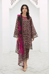 3-PC Unstitched Printed Lawn Shirt with Embroidered Chiffon Dupatta and Trouser CRB4-05