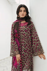 3-PC Unstitched Printed Lawn Shirt with Embroidered Chiffon Dupatta and Trouser CRB4-05