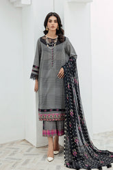 3-PC Unstitched Printed Lawn Shirt with Embroidered Chiffon Dupatta and Trouser CRB4-06
