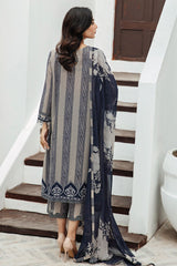 3-PC Unstitched Printed Lawn Shirt with Embroidered Chiffon Dupatta and Trouser CRB4-08