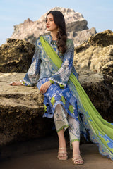 3-Pc Unstitched Printed Lawn with Embroidered Chiffon Dupatta PM4-22