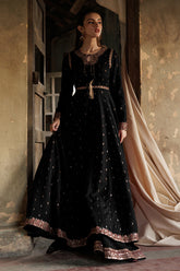 3-PC Embroidered Raw-Silk Suit CMA-4-088 Black