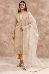 3-Pc Embroidered Organza Shirt with Embroidered Organza Dupatta and Trouser CMA-3-80