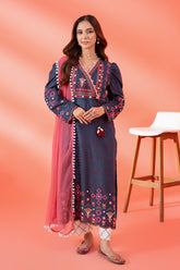 3-Pc Embroidered Shirt With Chiffon Dupatta and Cotton Trouser CNP22-31-S