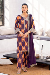 3-PC Printed Cotton Shirt with Chiffon Dupatta and Trouser CNP-4-014