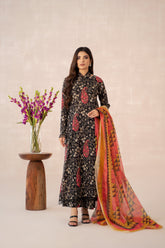 3-PC Unstitched Printed Lawn Shirt with Net Dupatta and Trouser CPS3-46