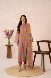 3-PC Unstitched Printed Lawn Shirt with Net Dupatta and Trouser CPS3-44