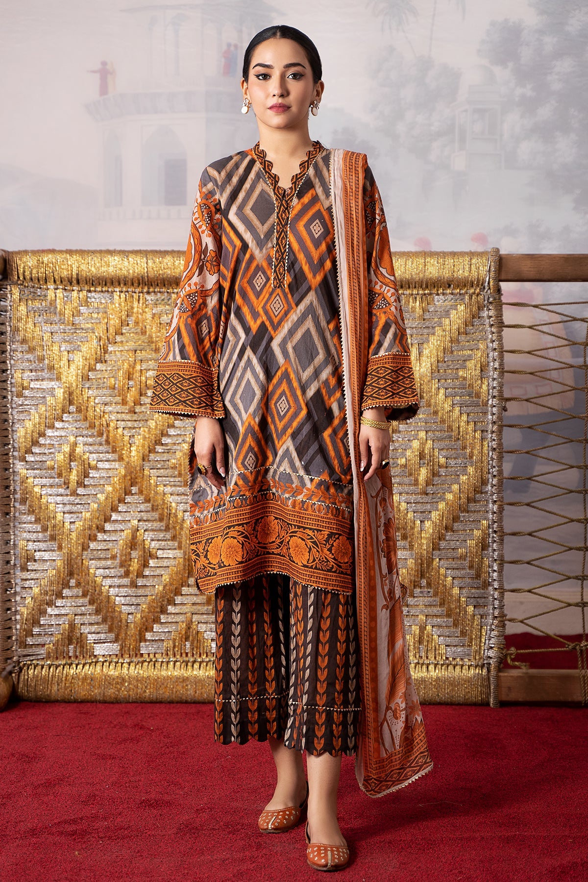 3-PC Printed Lawn Shirt with Chiffon Dupatta and Trouser CPM-4-02