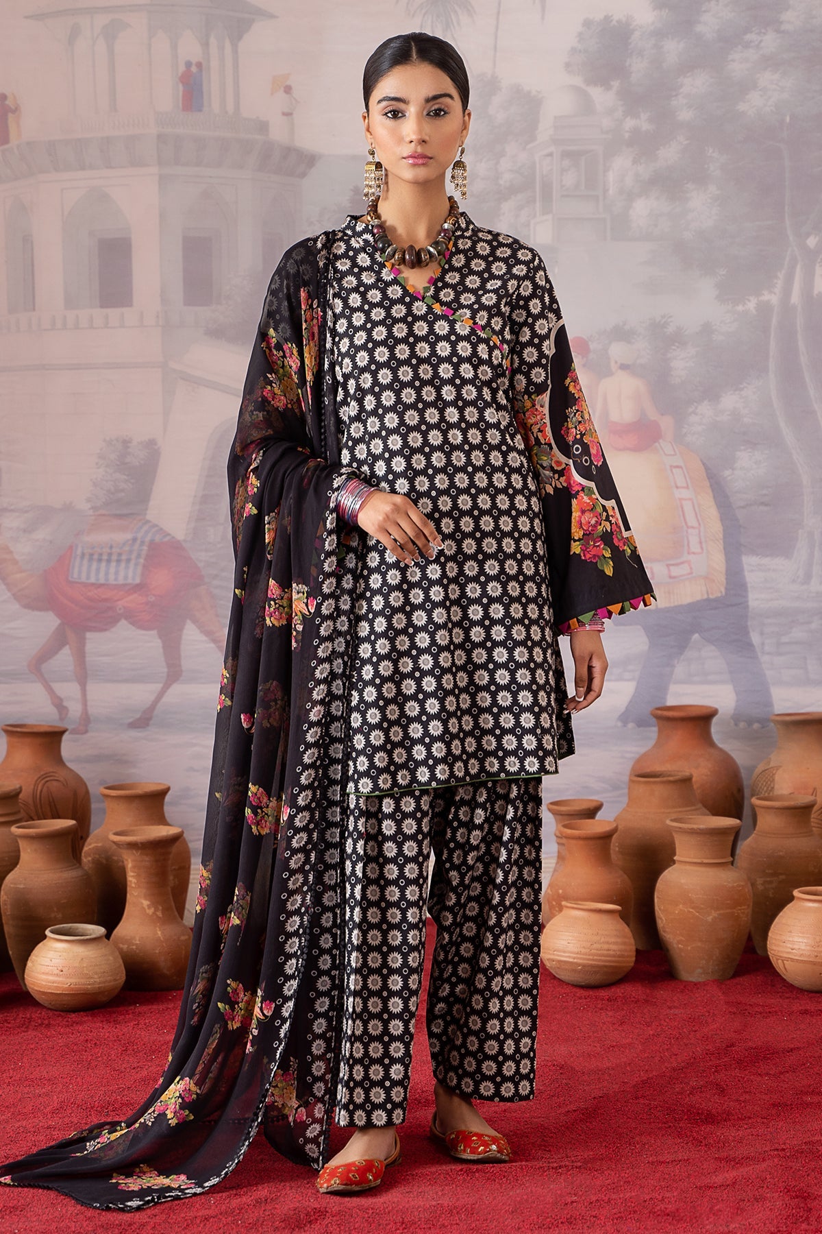 3-PC Printed Lawn Shirt with Chiffon Dupatta and Trouser CPM-4-08
