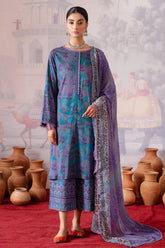 3-PC Printed Lawn Shirt with Chiffon Dupatta and Trouser CPM-4-06