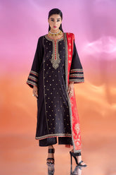 3-PC Embroidered Raw-Silk Shirt with Embroidered Dupatta and Trouser CNP-4-256