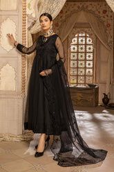 3-Pc Embroidered Long Frock With Embroidered Dupatta and Raw Silk Trouser CMA22-73