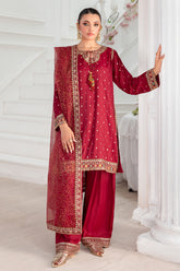 3-PC Embroidered Raw-Silk Suit CMA-5-048