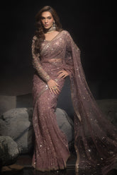 3-PC Embroidered Net Saree STM-5-013