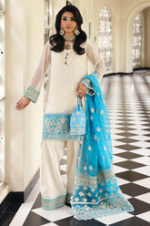 3-PC Embroidered Cotton Net CMA-5-239