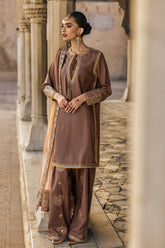 3-PC Embroidered Raw-Silk Suit CMA-4-107 BROWN