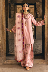 3-PC Embroidered Raw-Silk Suit CMA-5-137 PINK
