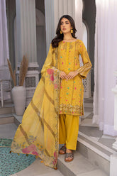 3-Pc Charizma Unstitched Embroidered Lawn Shirt With Embroidered Chiffon Dupatta AN23-26