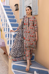 3-Pc Digital Printed Lawn Shirt With Printed Straight Trouser and Chiffon Dupatta CPM23-35