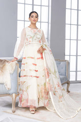 3-Pc Digital Embroidered Maxi With Organza Dupatta and Raw Silk Trouser CMA22-57