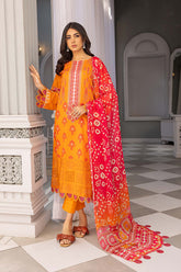 3-PC Unstitched Printed Lawn Shirt with Chiffon Dupatta and Trouser CP4-021